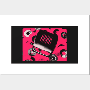 Vintage 1980s record player in pink Posters and Art